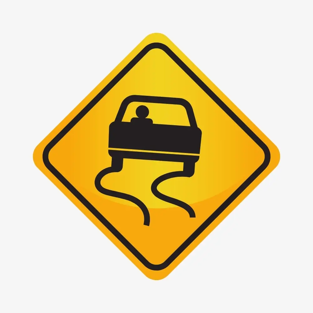 Slippery When Wet Road Sign