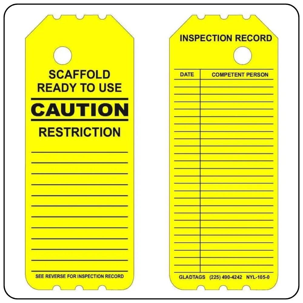 Yellow Scaffold Tags