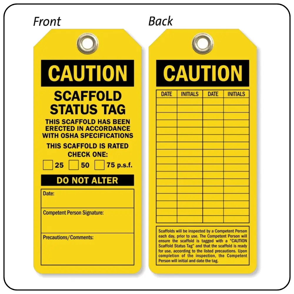 Yellow Scaffold Tags