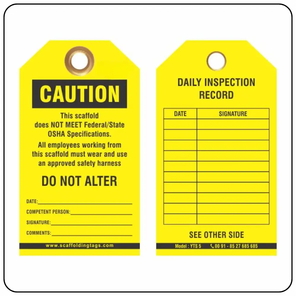 Yellow Scaffold Tags