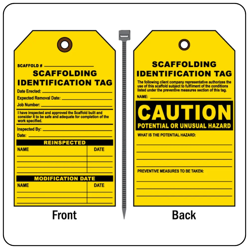 Yellow Scaffold Tags